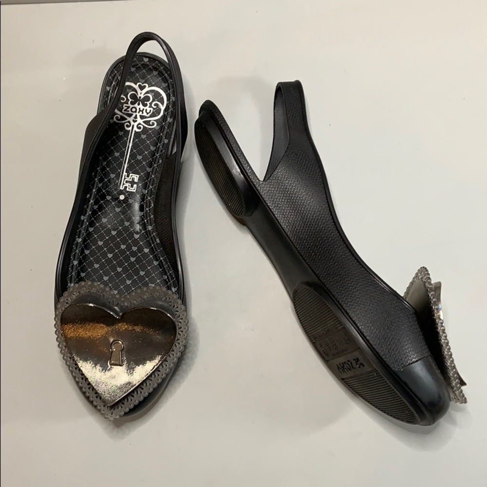 Zaxy Key To My Heart slingback flats. Size 6